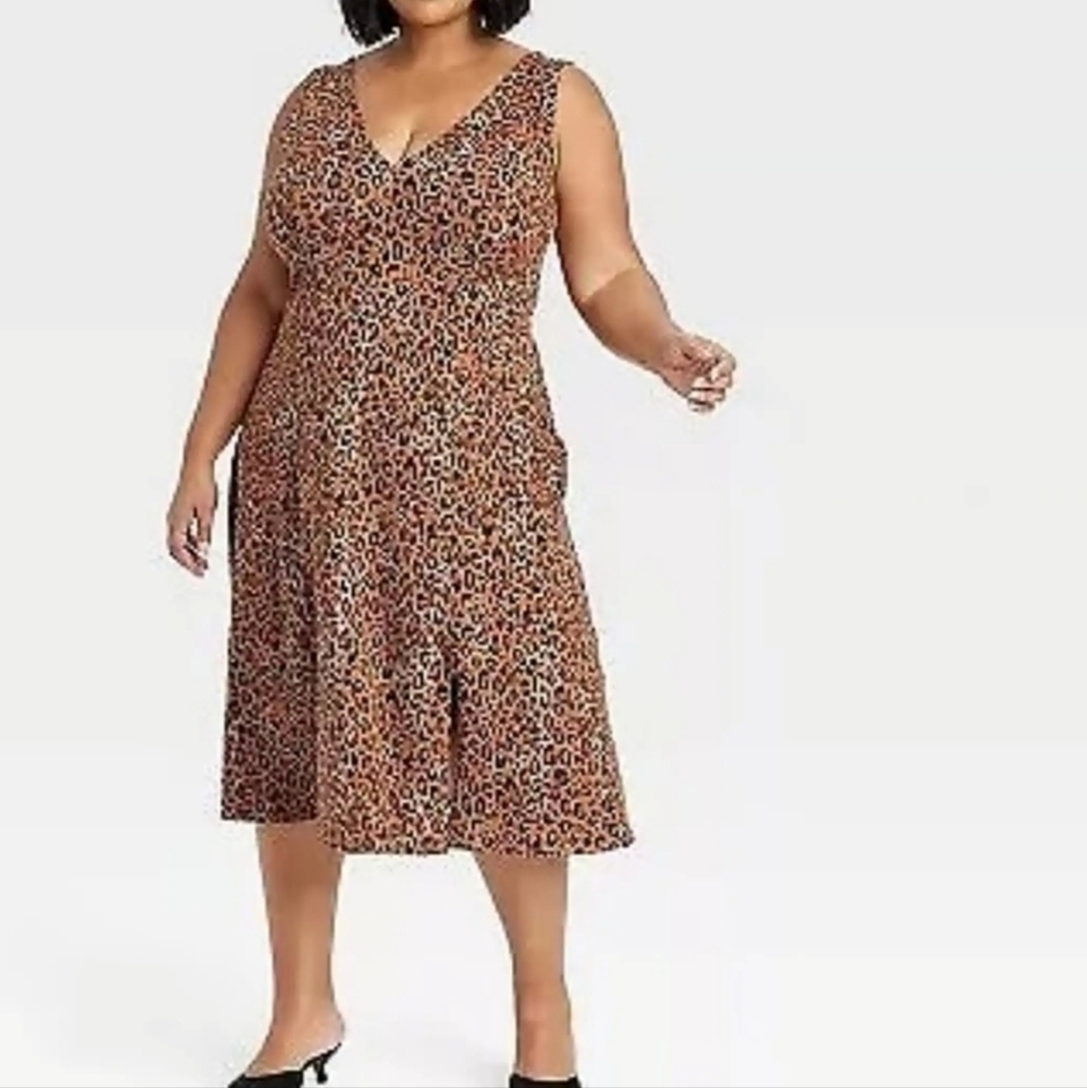 Ava & Viv Leopard Print Sleeveless Dress